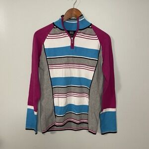 NILS Sportswear Women's Multicolor 1/4 Zip Pullover knit Sweater Size M